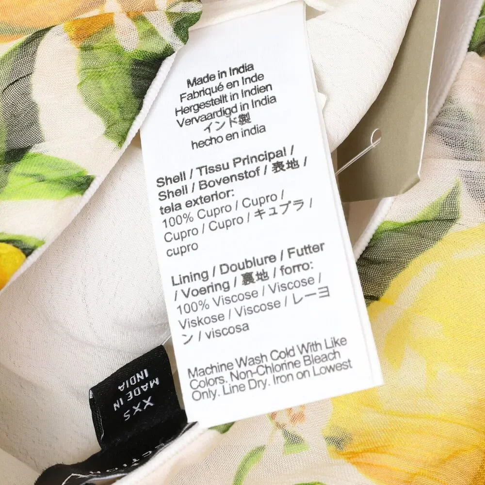 J.CREW Limoncello Print Mini Skirt XXS Pull On Lemons White Yellow Chiffon A3